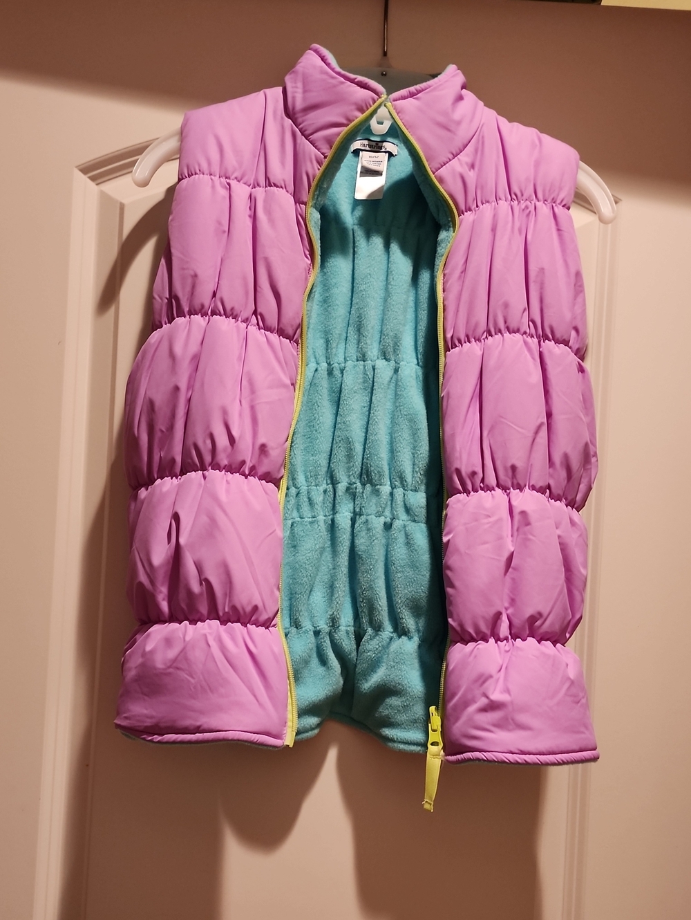 Y2K-EraHartstrings Kids Reversible Puffer Vest Purple Teal Fleece Size 10/12 EUC
